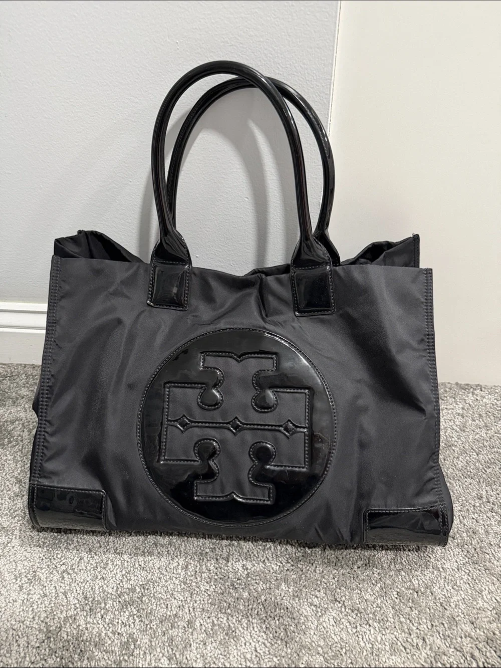 Tory Burch Black Nylon Logo Tote